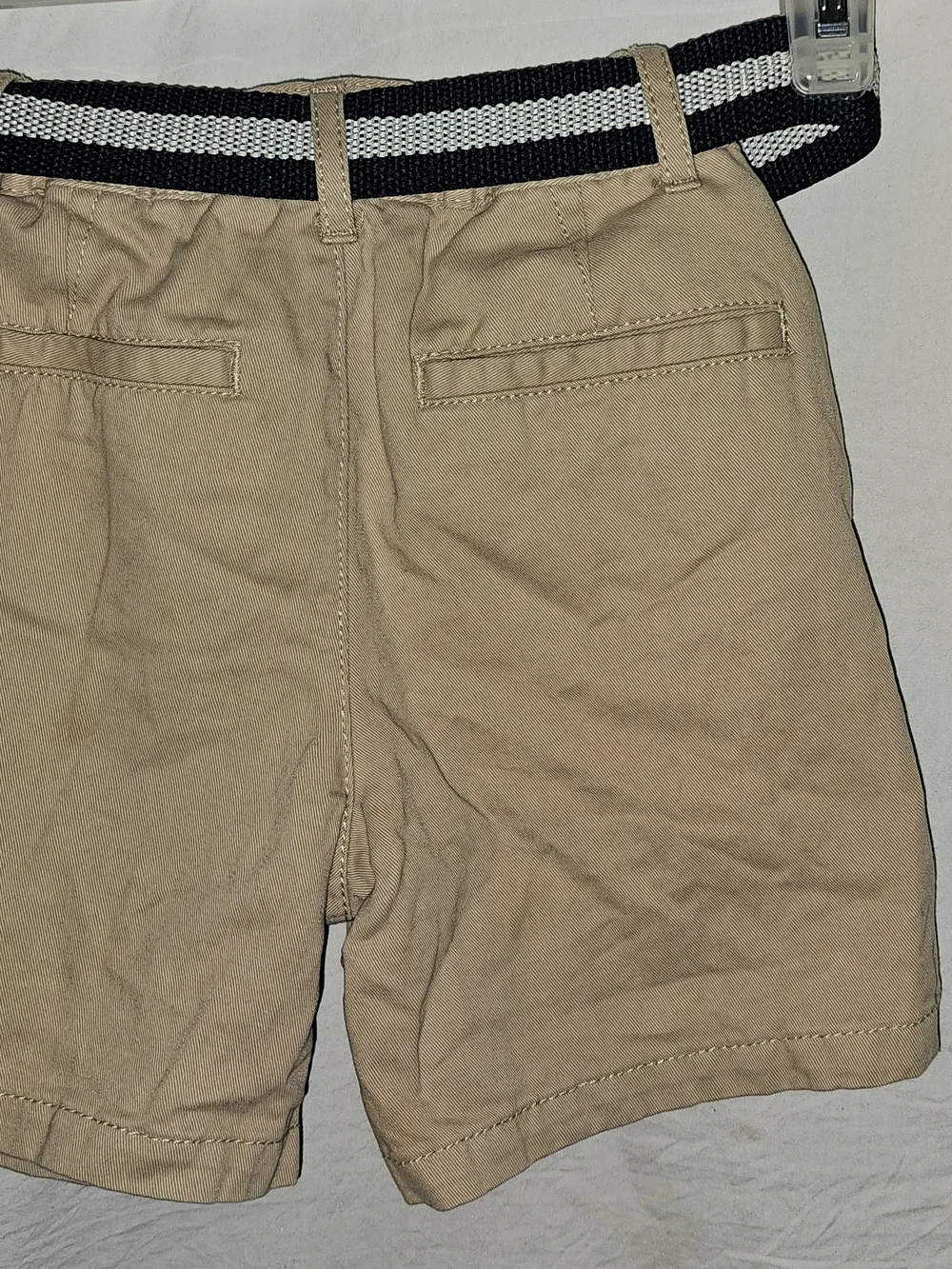 The Children's Place Tan Flat-Front Shorts with Black & White Stripe Belt